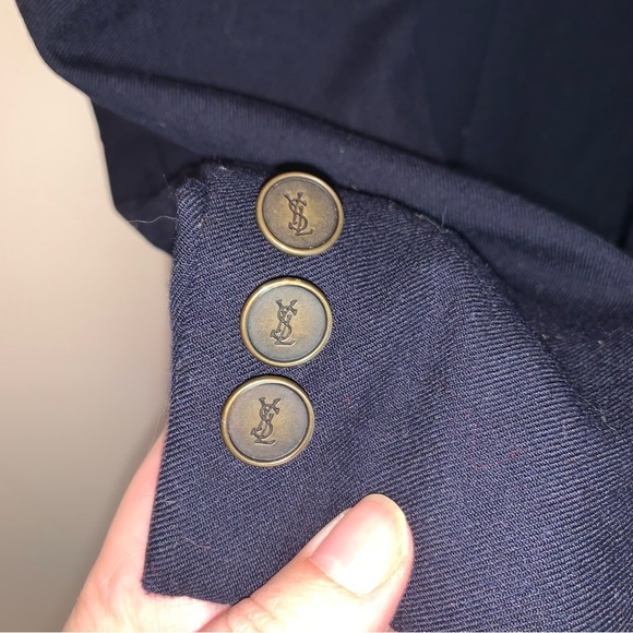 Yves Saint Laurent Vintage Blue Wool Sport Coat with Notched Lapels - Picture 6 of 14